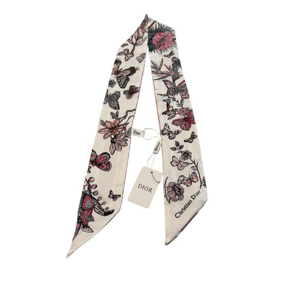 Christian Dior Mitzah Pink Floral Butterfly Twilly Scarf GWP Novelty Box Bag - Picture 4 of 9